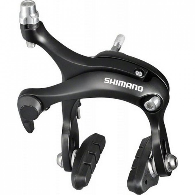 Тормоз клещевой SHIMANO, R451, задний, гайка: 10.5мм, пролет 57мм, колодки R50T2, EBRR451AR73L Тормоз клещевой SHIMANO, R451, задний, гайка: 10.5мм, пролет 57мм, колодки R50T2, EBRR451AR73L